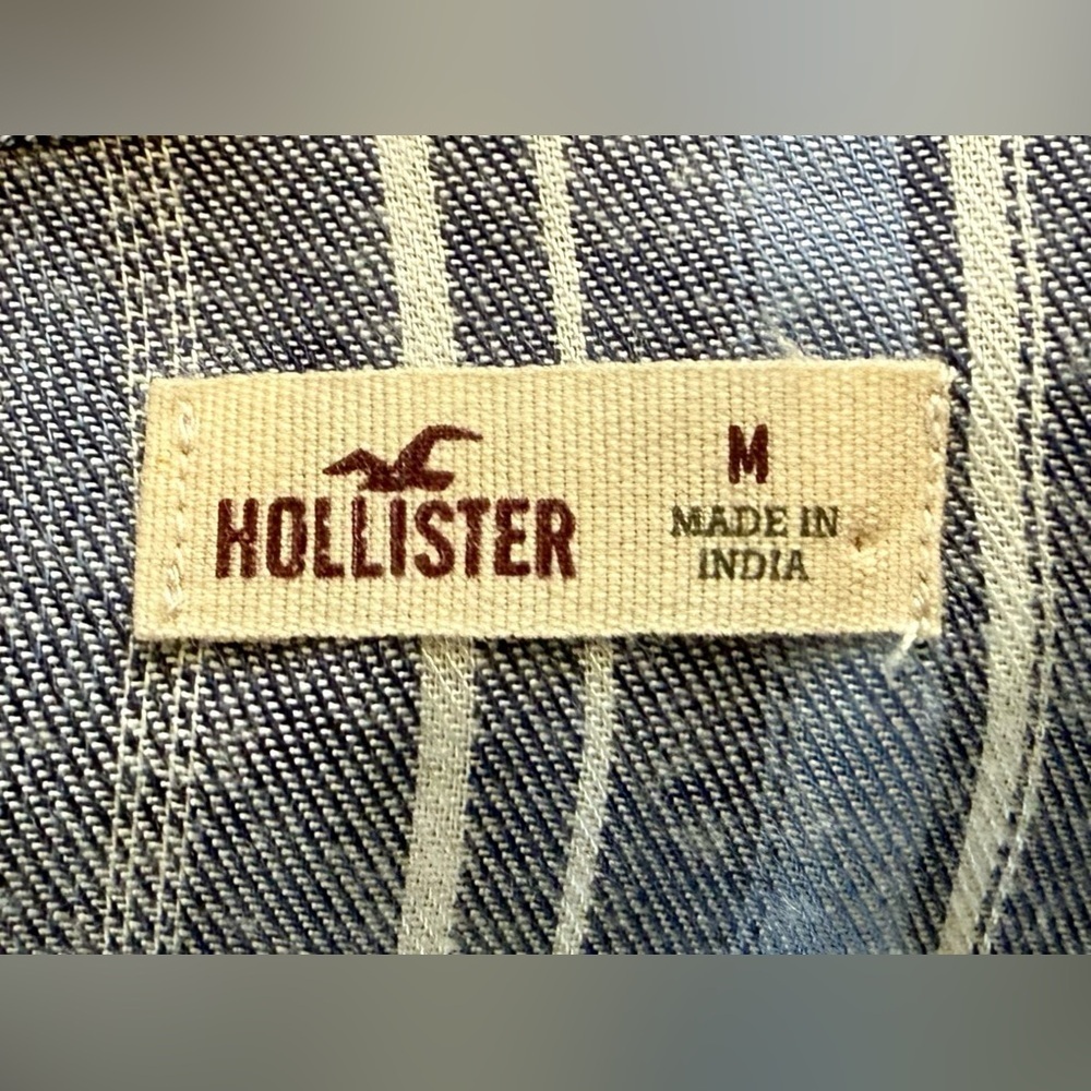 Hollister Asymmetrical Blue Striped Ruffle Top Size M - Picture 3 of 3